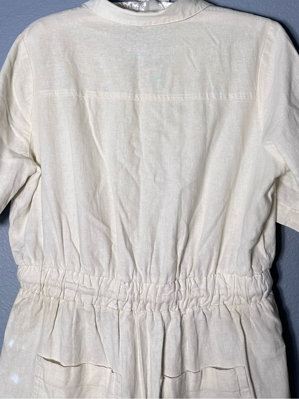 Universal Thread Cream Button-Front Drawstring One-Piece Romper - Picture 3 of 7